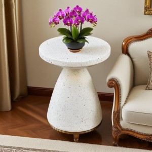 Round-shaped Magnesium Oxide  Small Side Table , No Assembly Needed