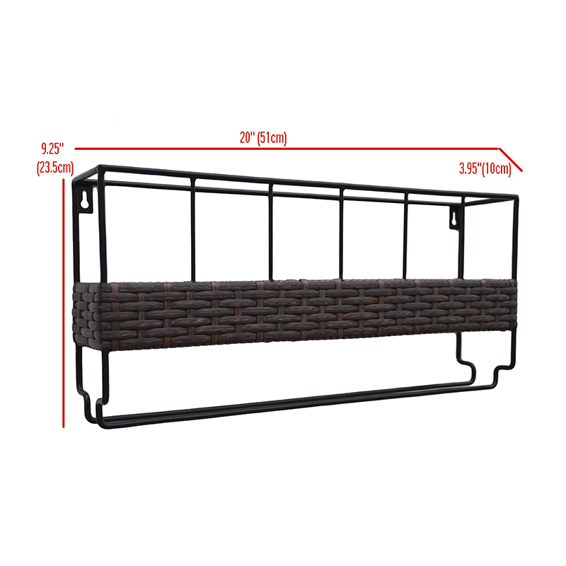 Tall Plant Stand Indoor Wall Mounted 6 Wine Rack with 6 Wine Glass Holder Metal & Wicker Woven – DECOR detail pictures