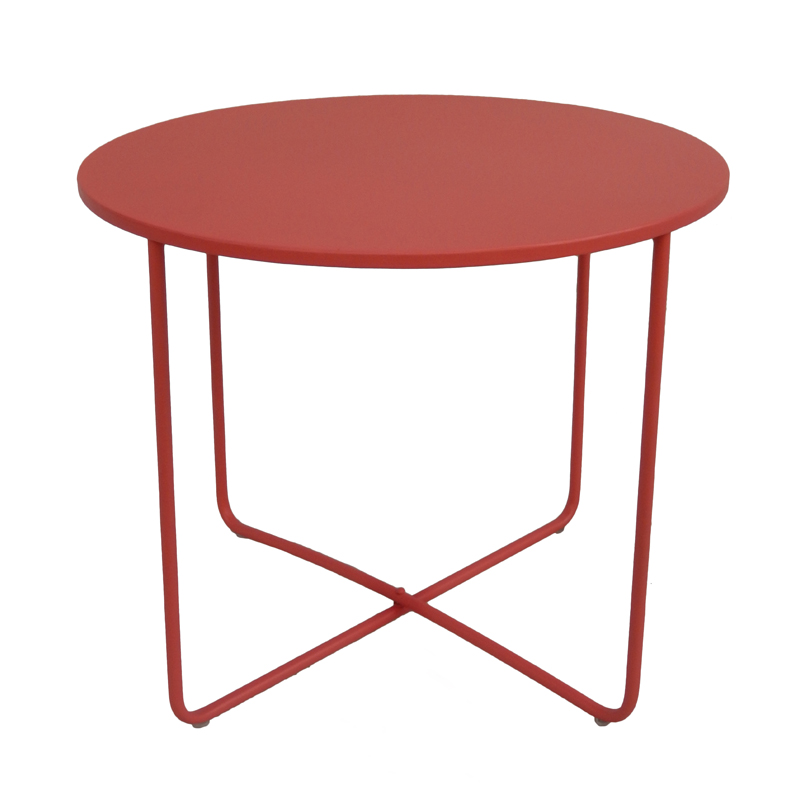 Interior Side Table Weather Resistant Coffee Table Round End Table with Red Color