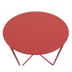 Interior Side Table Weather Resistant Coffee Table Round End Table with Red Color