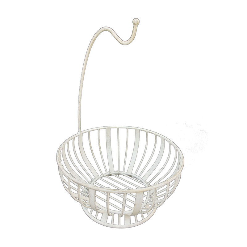 Plant Holder Stand Indoor Round Fruit Basket With Banana Hanger Metal & Wicker Woven for Home Living – DECOR