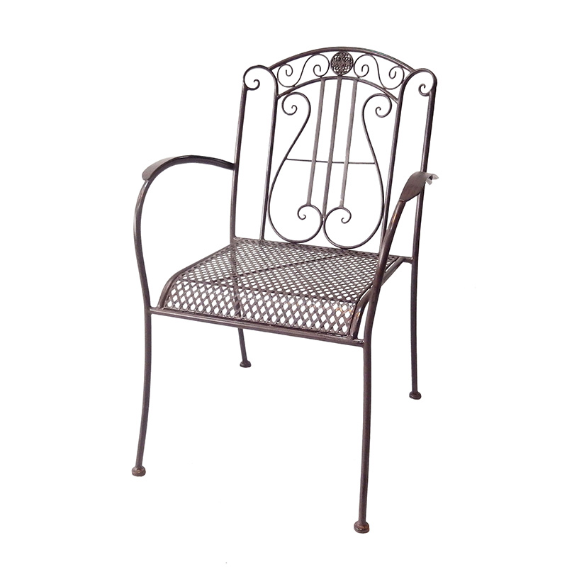 Good Wholesale Vendors Metal Plant Stand Outdoor - Electric Bass 3-Piece Metal Bistro Setting Rustic Brown Dining Table and Chair for Outdoor Garden and Patio – DECOR detail pictures