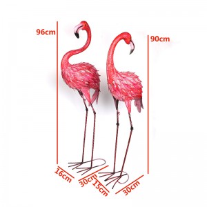 Pink Hand Painted Metal Flamingo Garden Statue for Outdoor Yard Decoration