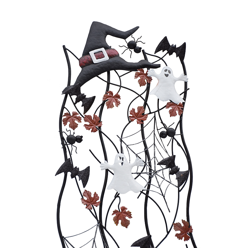 Factory Supply Hanging Plant Stand - Metal Halloween Stake with Witch Hat Ghost Spider Bat Maple Leaf And Lights for Garden Yard or Home Decoration – DECOR