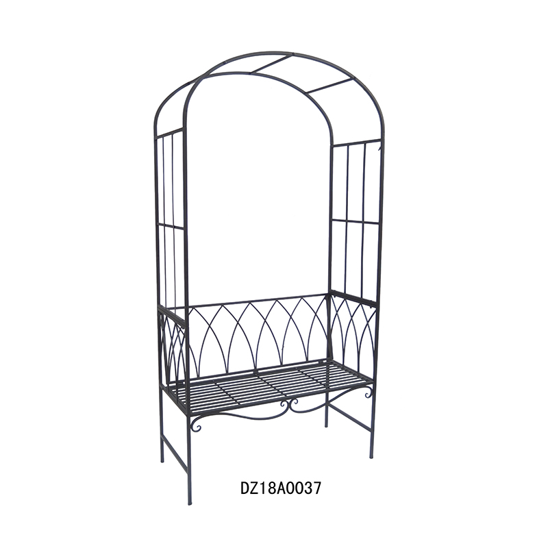 Good Wholesale Vendors Metal Plant Stand Outdoor - Gothic Metal Garden Arbor Bench Garden Arch with Bench Climbing Plant for Outdoor Living – DECOR detail pictures