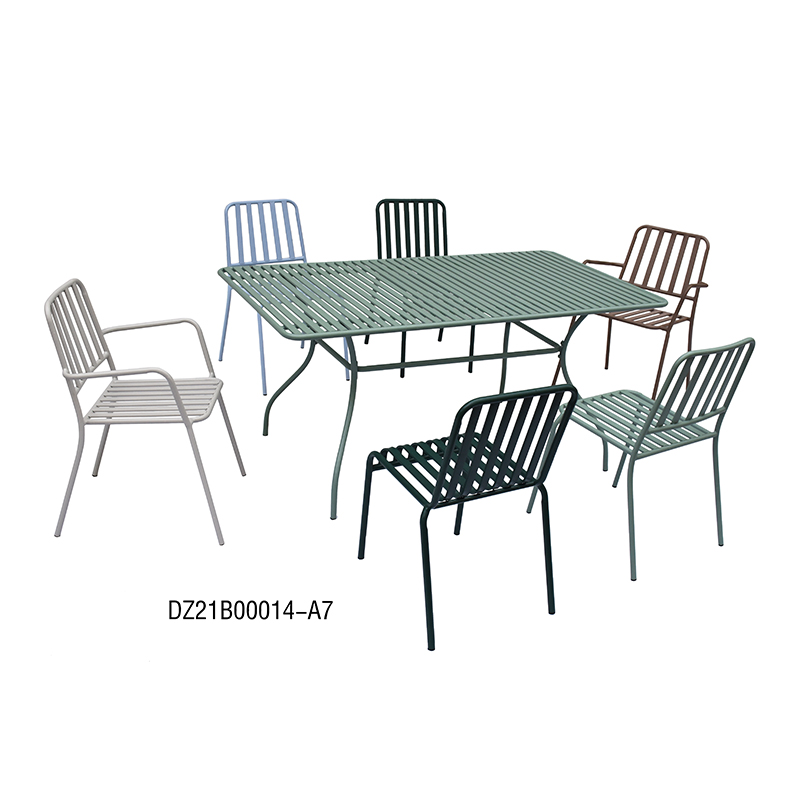 Modern 7 Pieces Patio Dining Set Metal Outdoor Furniture for 6 Persons