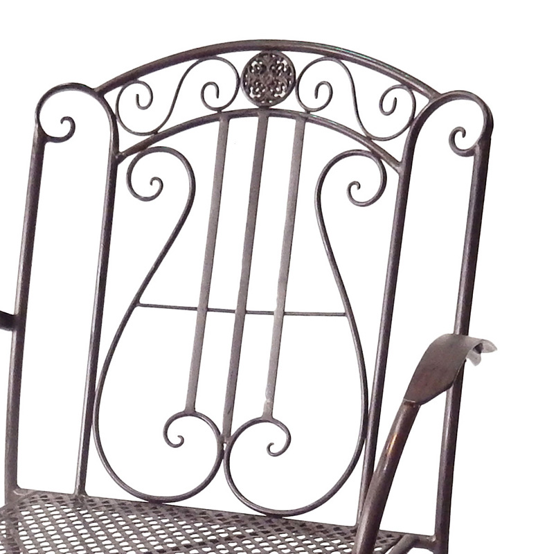 Good Wholesale Vendors Metal Plant Stand Outdoor - Electric Bass 3-Piece Metal Bistro Setting Rustic Brown Dining Table and Chair for Outdoor Garden and Patio – DECOR detail pictures