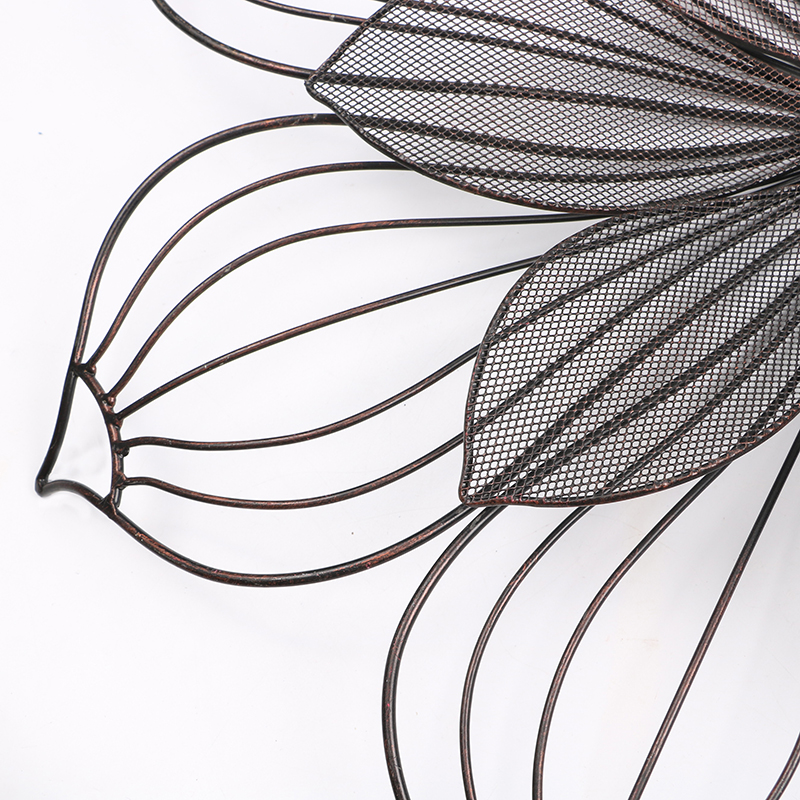 Indoor Plant Holder Stand Modern Wire Flower Wall Art Deco 23.5 Inch Round 2-layers Petal Wall Plaque – DECOR detail pictures