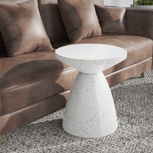 Round-shaped Magnesium Oxide  Small Side Table , No Assembly Needed