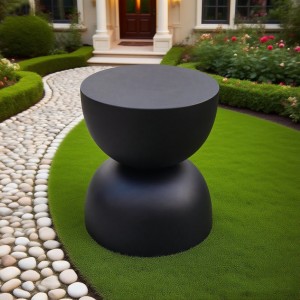 1 Pc Pack Hourglass Shape Side Table Stylish End Table Outdoor Patio Stool and Plant Stand For Indoor and Outdoor Use, No Assembly Needed