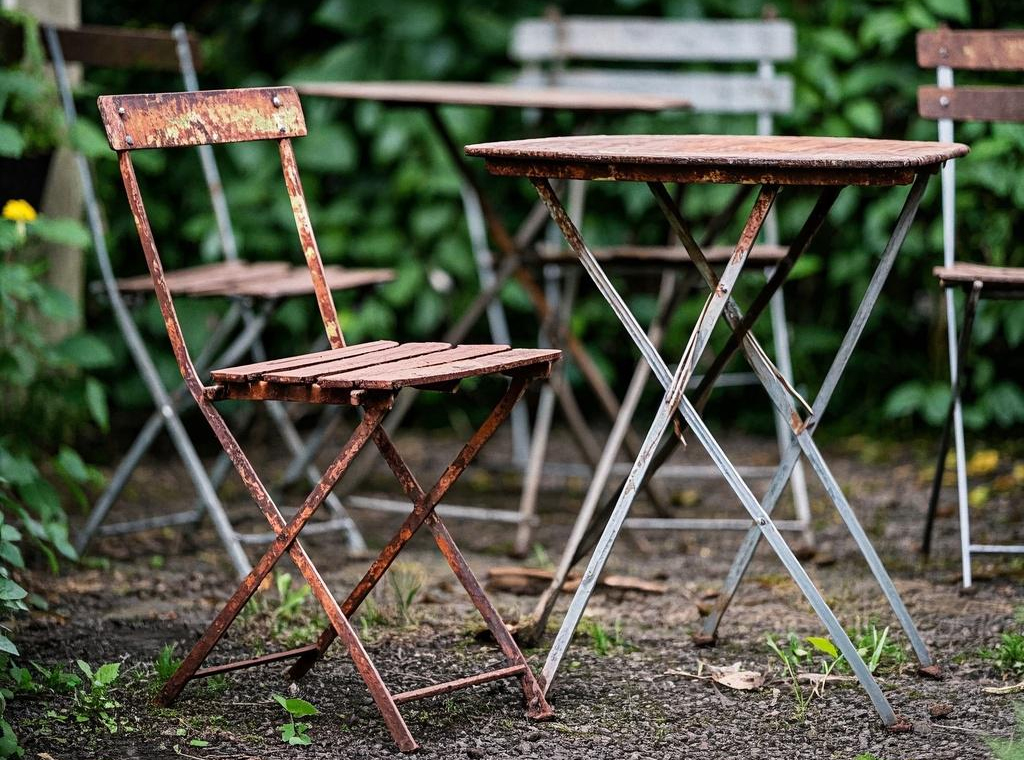 2. rusty metal bistro set