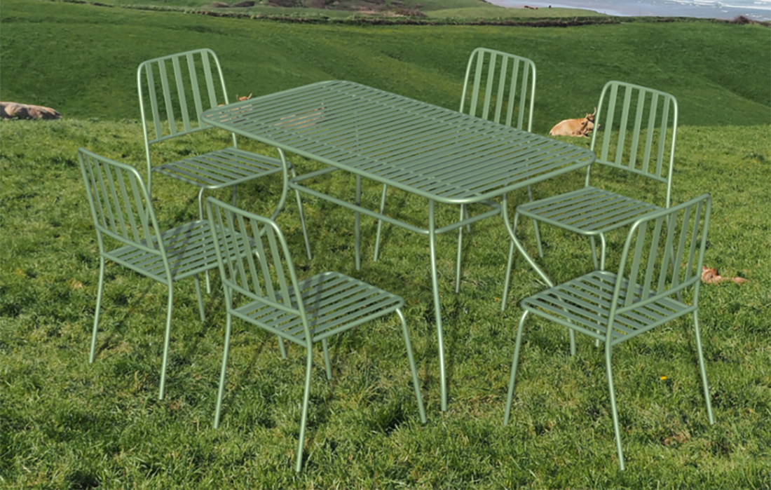 7 Pcs Dinning Set Metal Table and Chairs