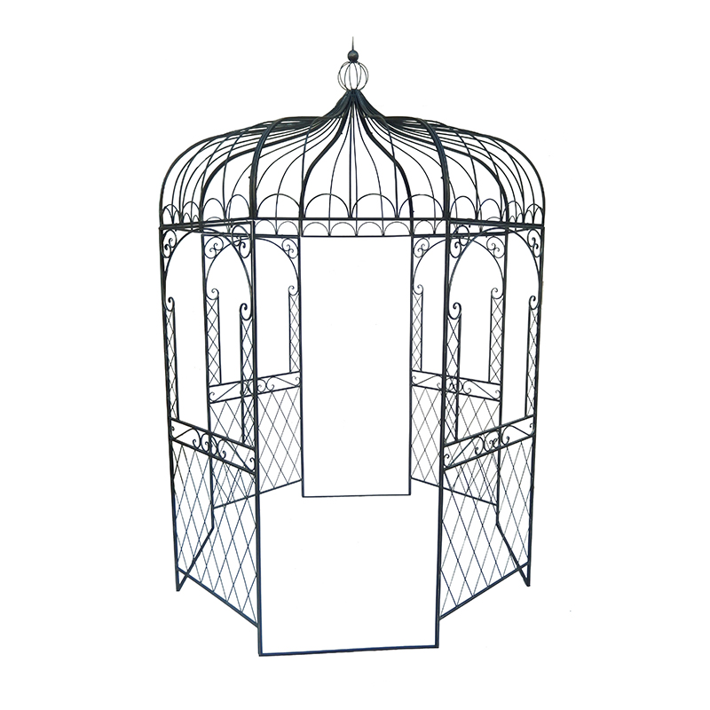 High Quality for Outdoor Plant Stands For Multiple Plants - Silvery Black Iron Gazebo with Ball Spire for Outdoor Living or Wedding Decoration – DECOR detail pictures