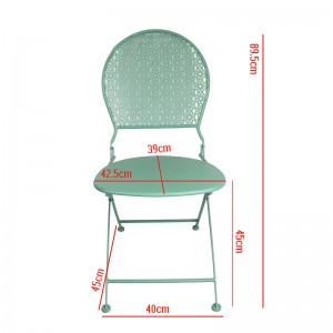 3-Piece Folding Metal Bistro Set with Punched Flower Pattern Outdoor Furniture