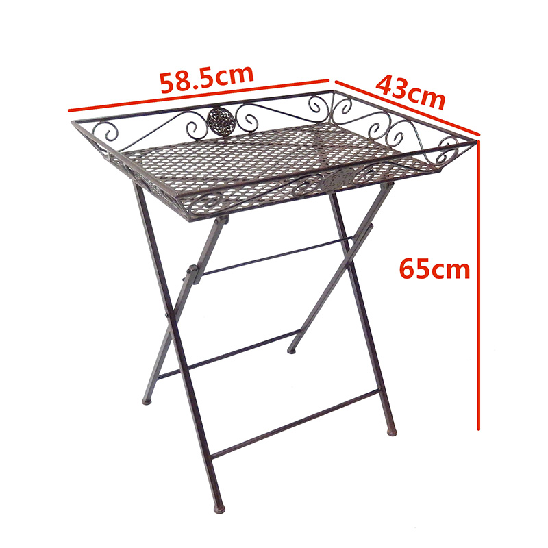 China OEM Outdoor Metal Wall Art - Rustic Folding Metal Tray Table with Casting Ornament and S-wire Decor – DECOR
