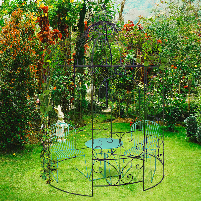 China OEM Outdoor Metal Wall Art - Rustic Brown Metal Outdoor Gazebo with Crown Top for Outdoor Living or Wedding Decor – DECOR