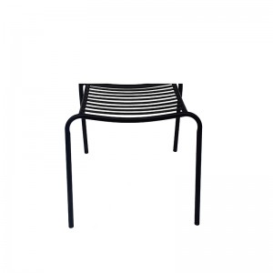 Black Stackable Chair Elegant Metal Patio Chair Outdoor Dining Chair with Iron Slats