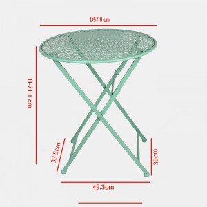 3-Piece Folding Metal Bistro Set with Punched Flower Pattern Outdoor Furniture