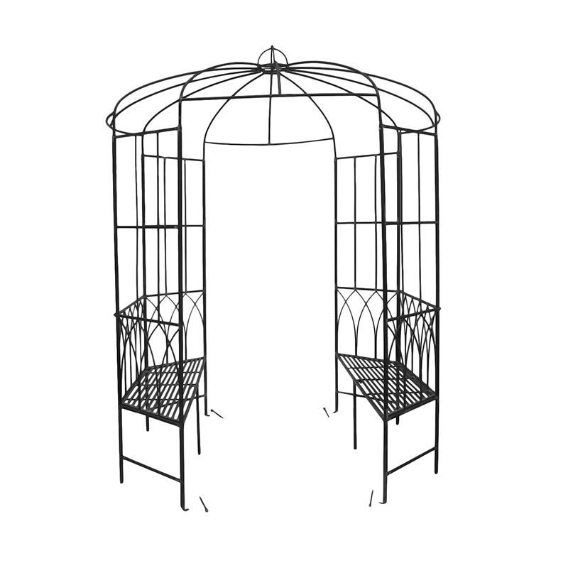 Outdoor Gothic Garden Arbor Seat Metal Benches and Pavilion for Climbing Plant