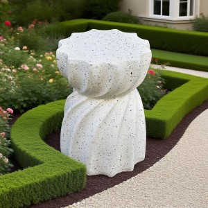 1 Pc Pack Petal-like Shape MGO Side Table Modern Stool For Indoor and Outdoor Use, No Assembly Needed