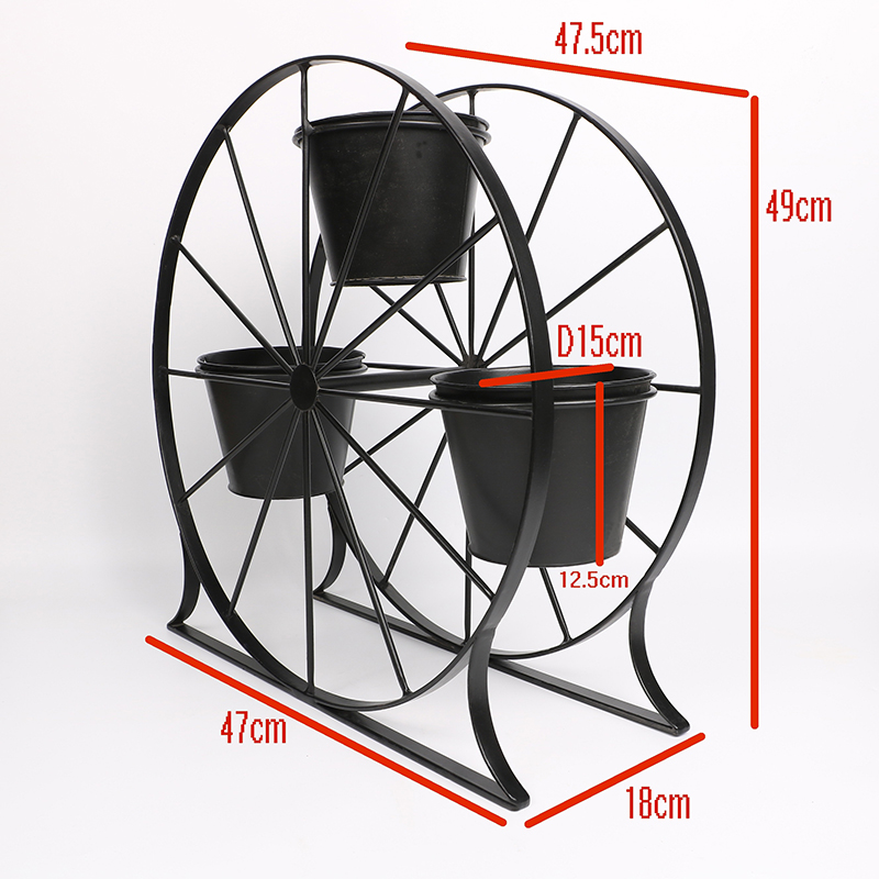 Good Wholesale Vendors Metal Plant Stand Outdoor - Ferris Wheel 3 Pots Metal Plant Stand Flower Pot Holder for Home Garden Patio and Balcony – DECOR