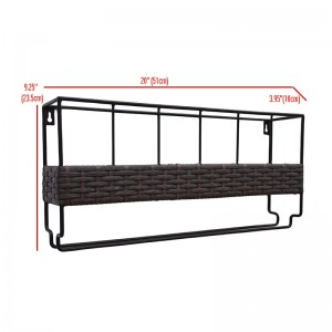 Wall Mounted 6 Wine Rack with 6 Wine Glass Holder Metal & Wicker Woven