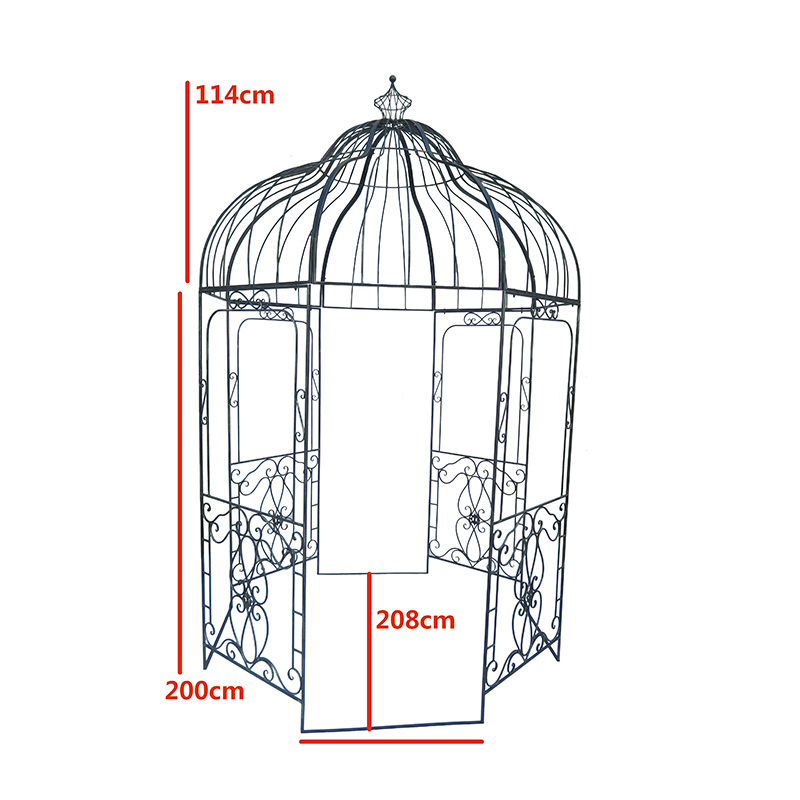 Manufactur standard Wrought Iron Plant Stands Outdoor - Silvery Black Metal Outdoor Gazebo with Crown Top for Outdoor Living or Wedding Décor – DECOR detail pictures